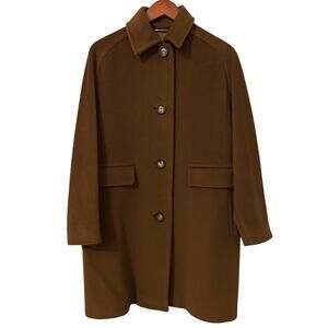 Max Mara Virgin Wool Cashmere Coat US 8 Brown Collared Barn Chore Coat Luxury